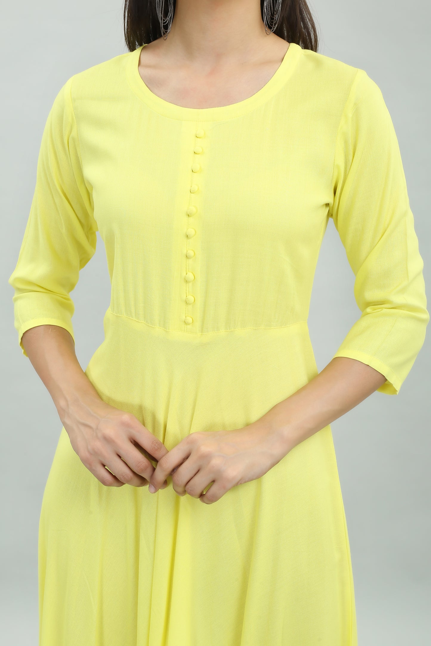 VAPPS Rayon Gown Dress - Lemon