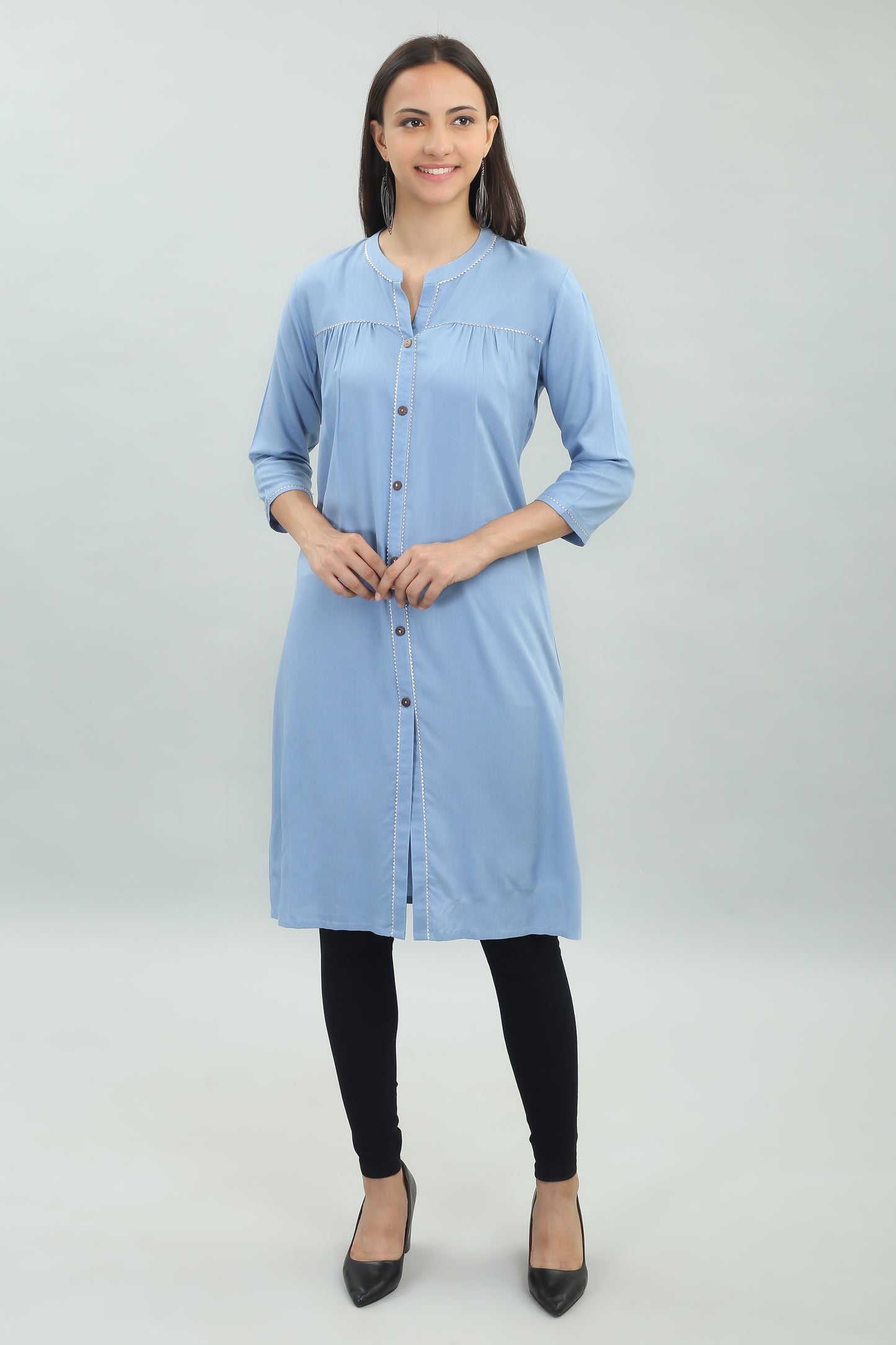 VAPPS Rayon Kurta for Women and Girls -Sky Blue