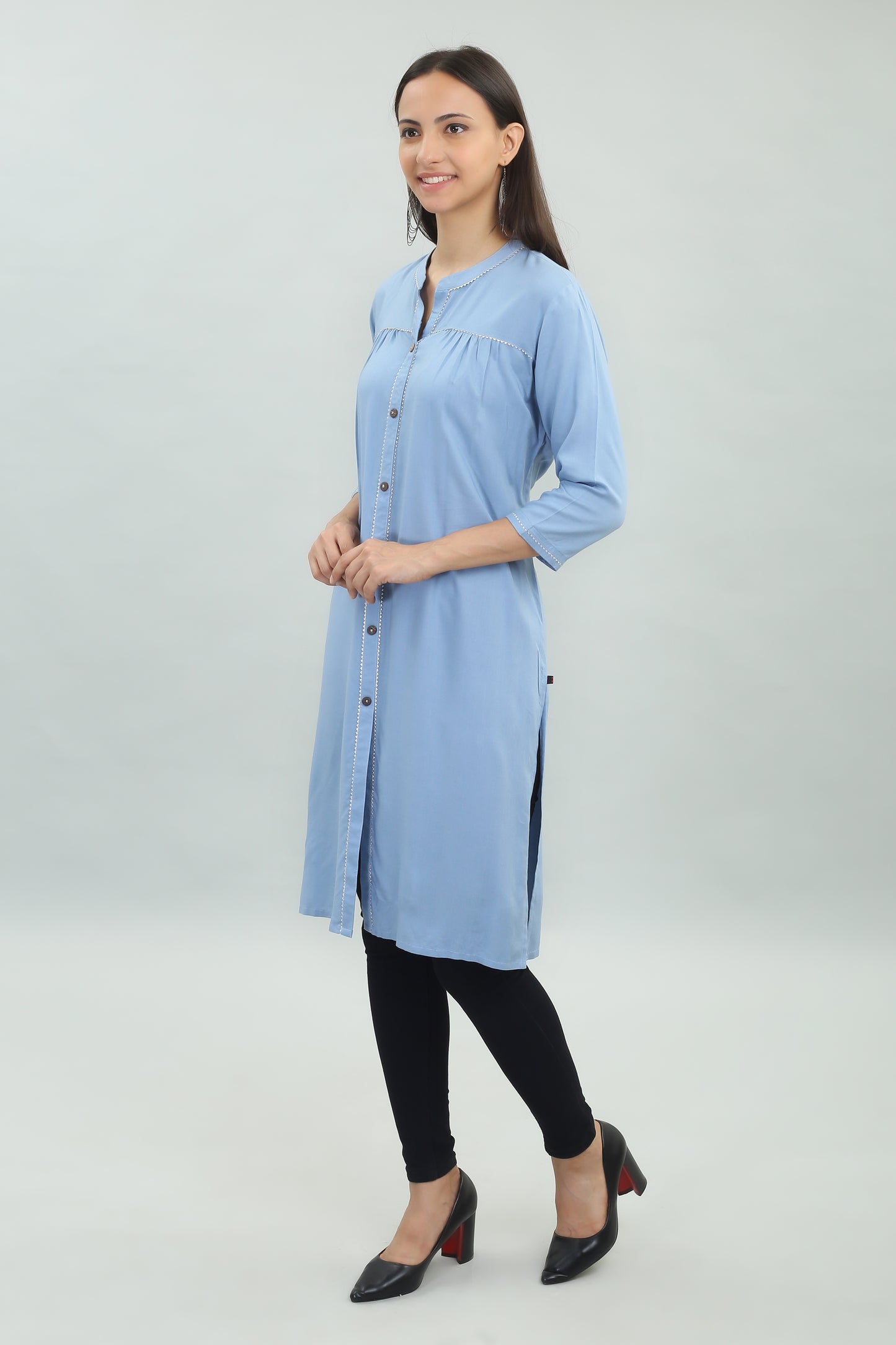 VAPPS Rayon Kurta for Women and Girls -Sky Blue