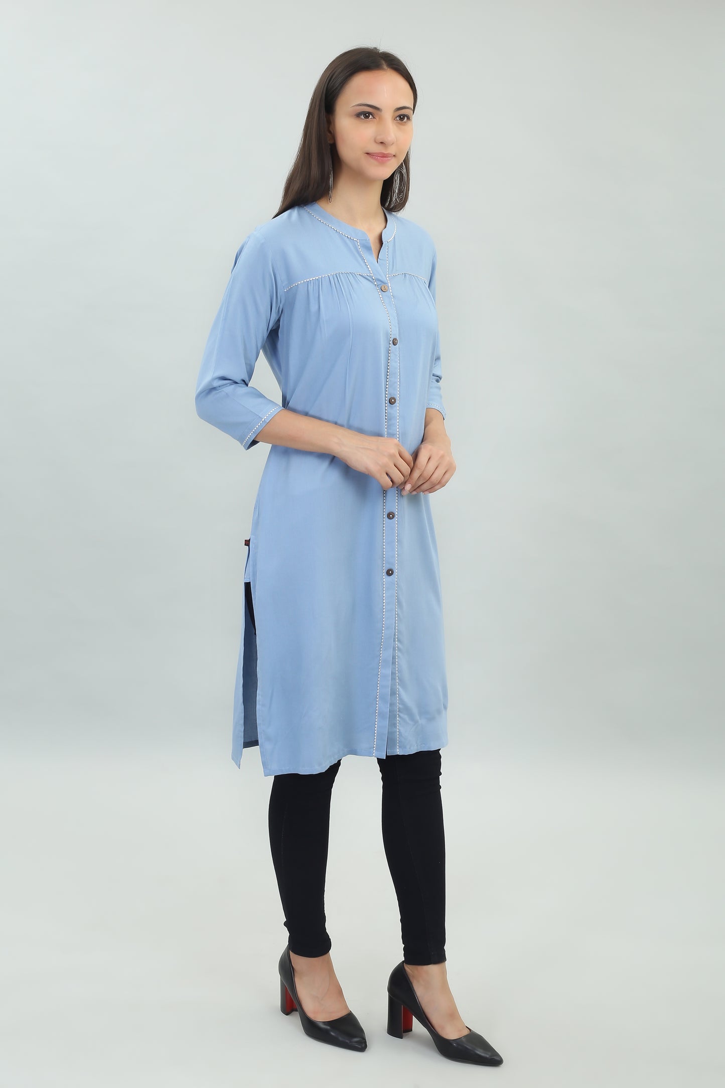 VAPPS Rayon Kurta for Women and Girls -Sky Blue