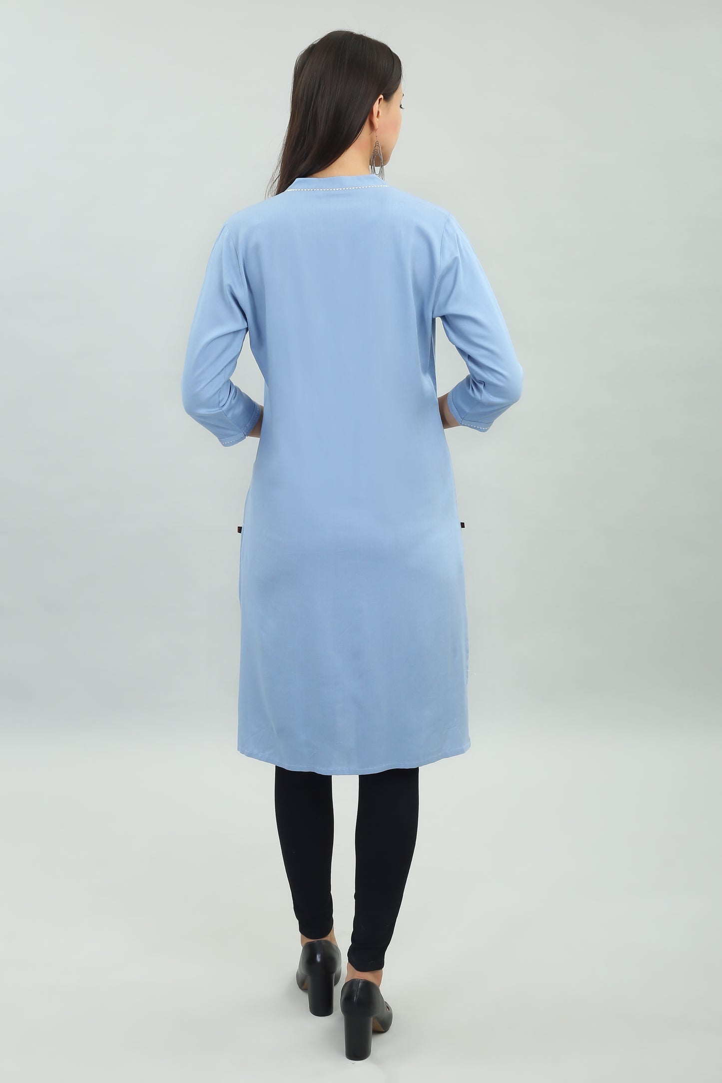 VAPPS Rayon Kurta for Women and Girls -Sky Blue