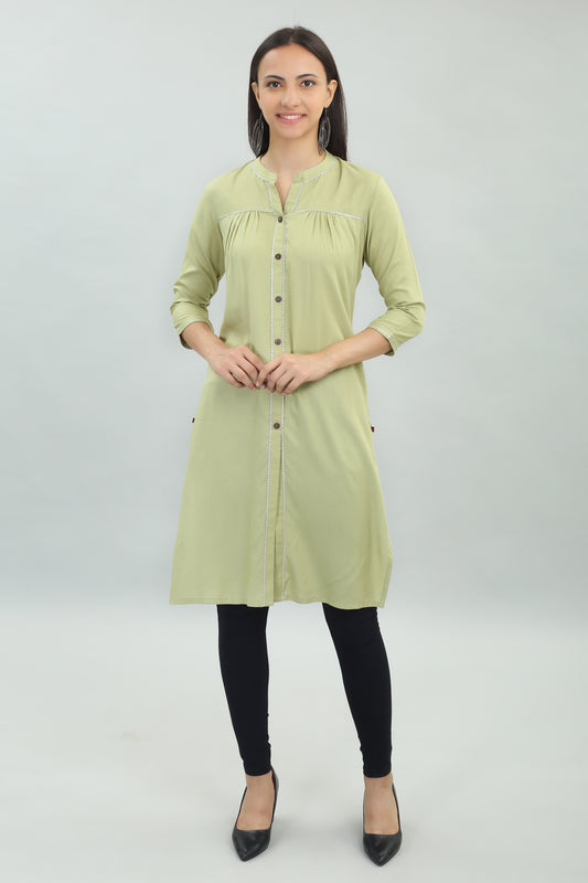 VAPPS Rayon Kurta for Women and Girls -Olive