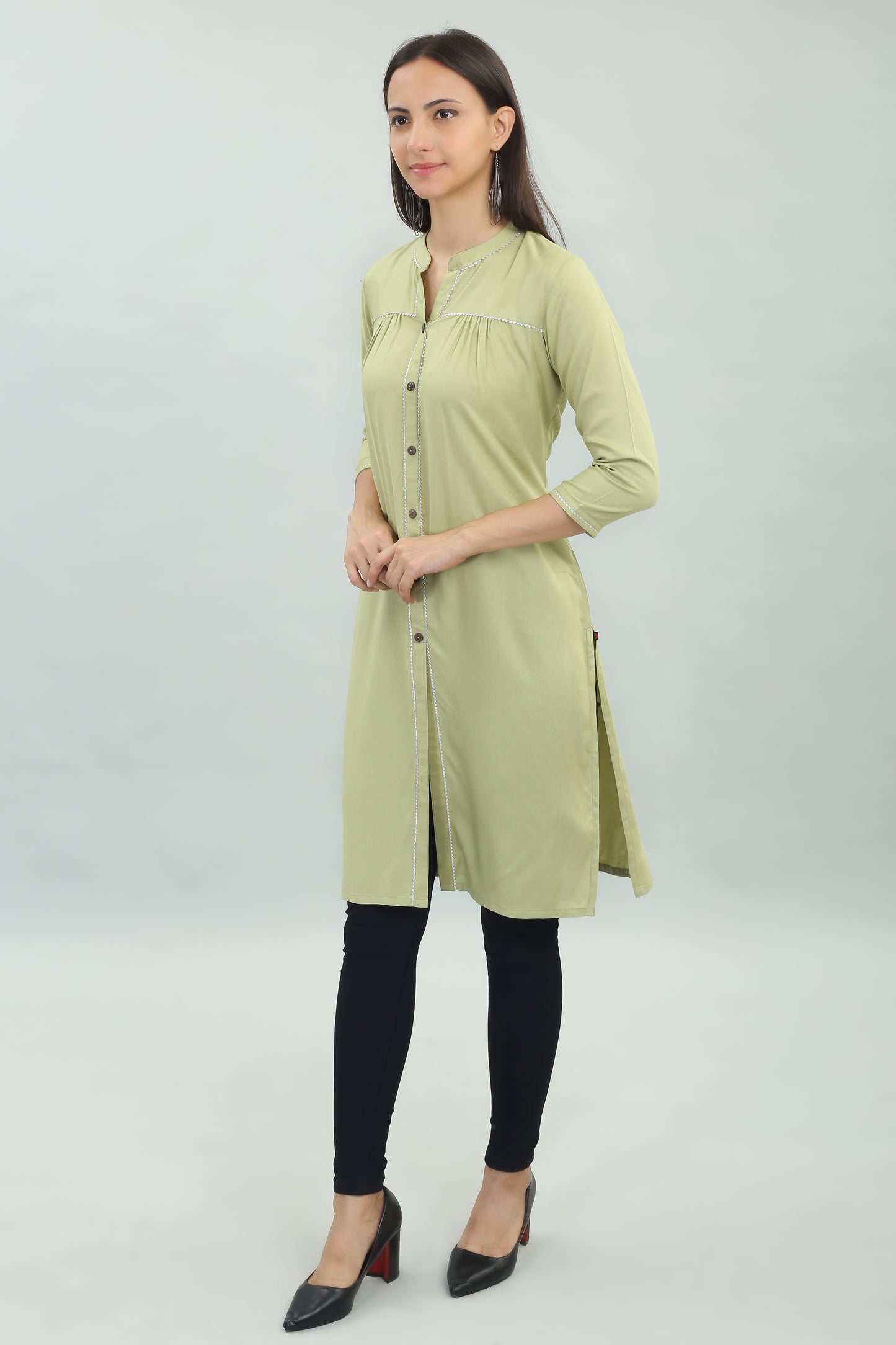 VAPPS Rayon Kurta for Women and Girls -Olive