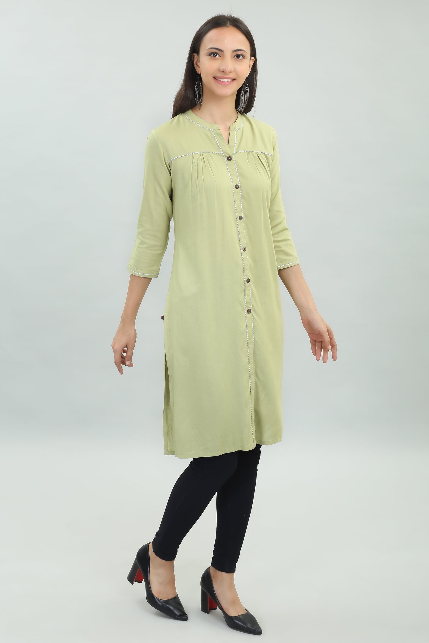 VAPPS Rayon Kurta for Women and Girls -Olive