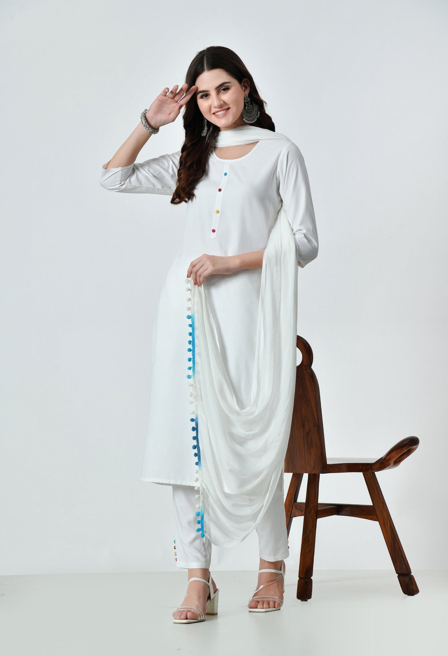 VAPPS Printed Rayon Kurta, Pant & Dupatta Set