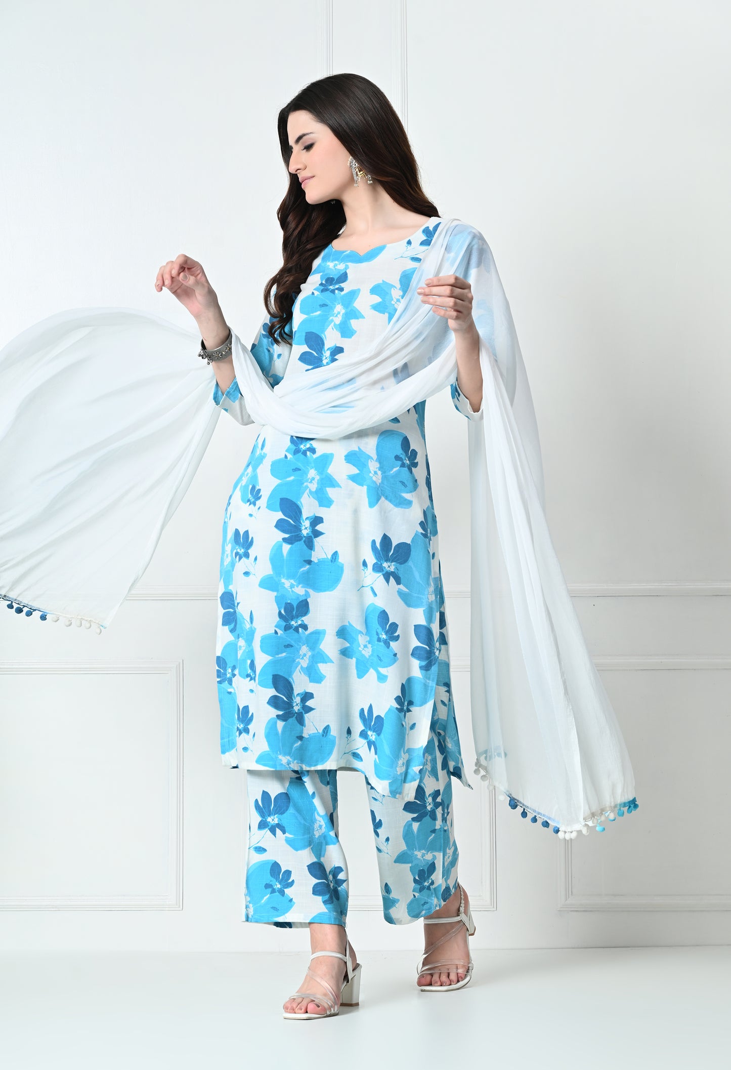 VAPPS Printed Cotton Kurta, Pant & Dupatta Set