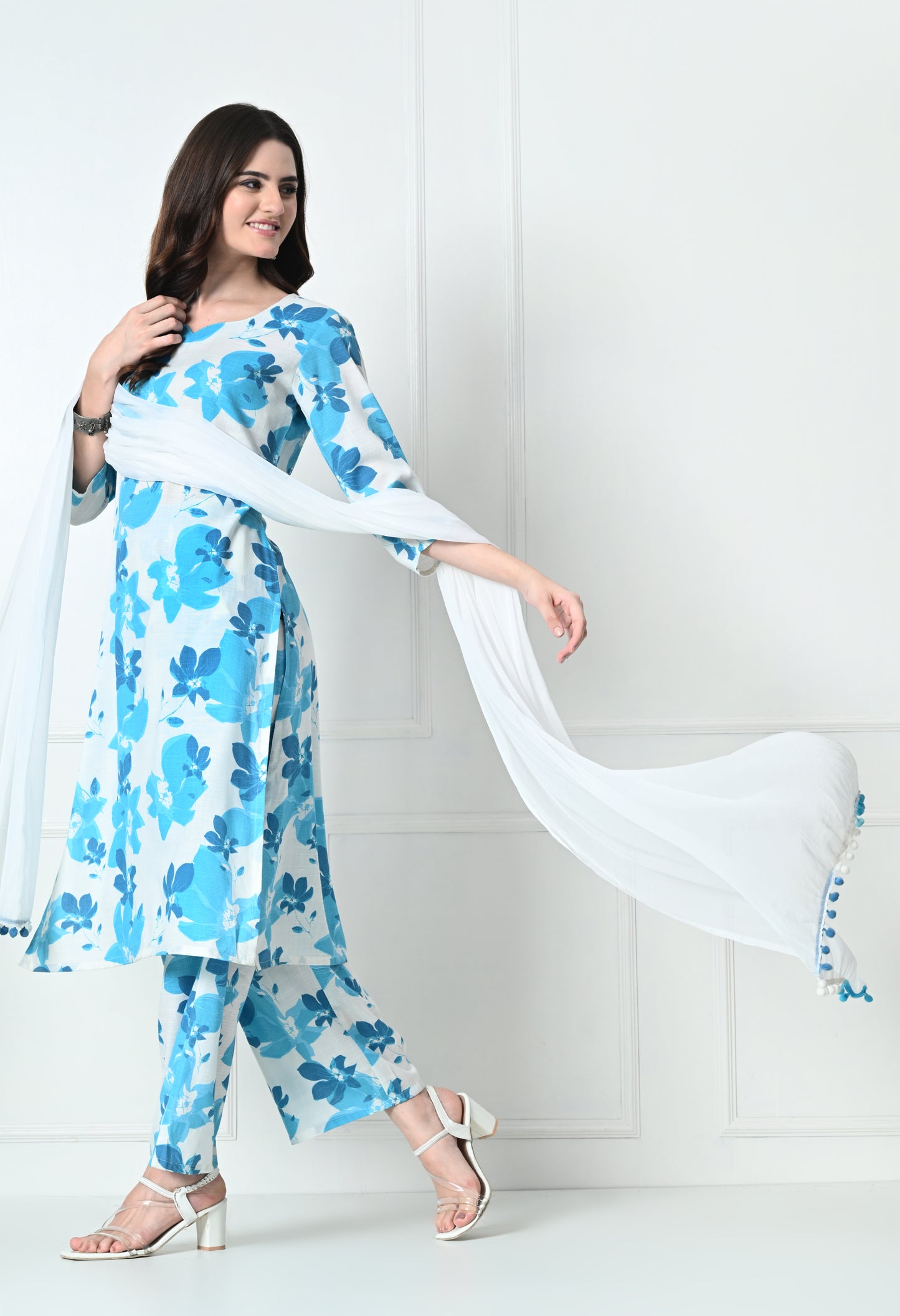 VAPPS Printed Cotton Kurta, Pant & Dupatta Set