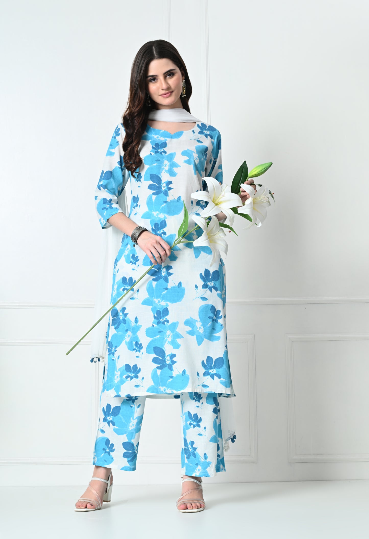 VAPPS Printed Cotton Kurta, Pant & Dupatta Set