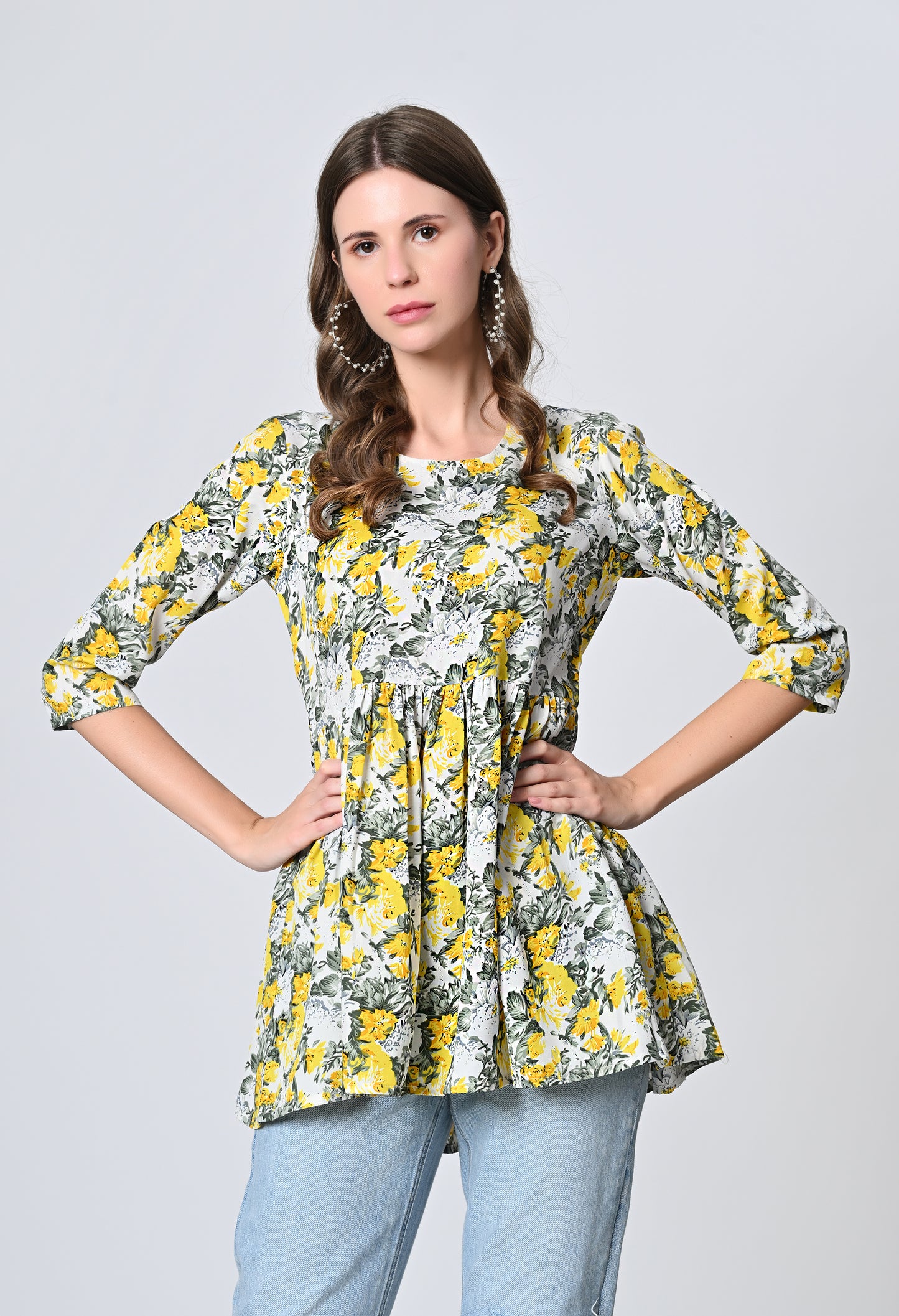 VAPPS Floral Print Crepe Top