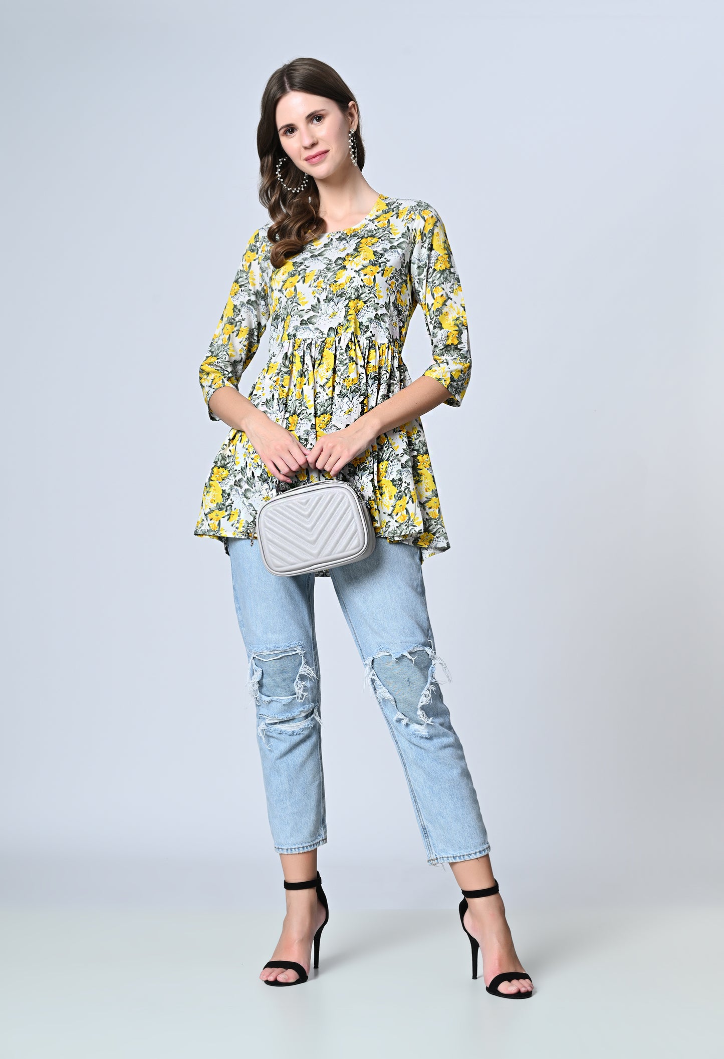 VAPPS Floral Print Crepe Top