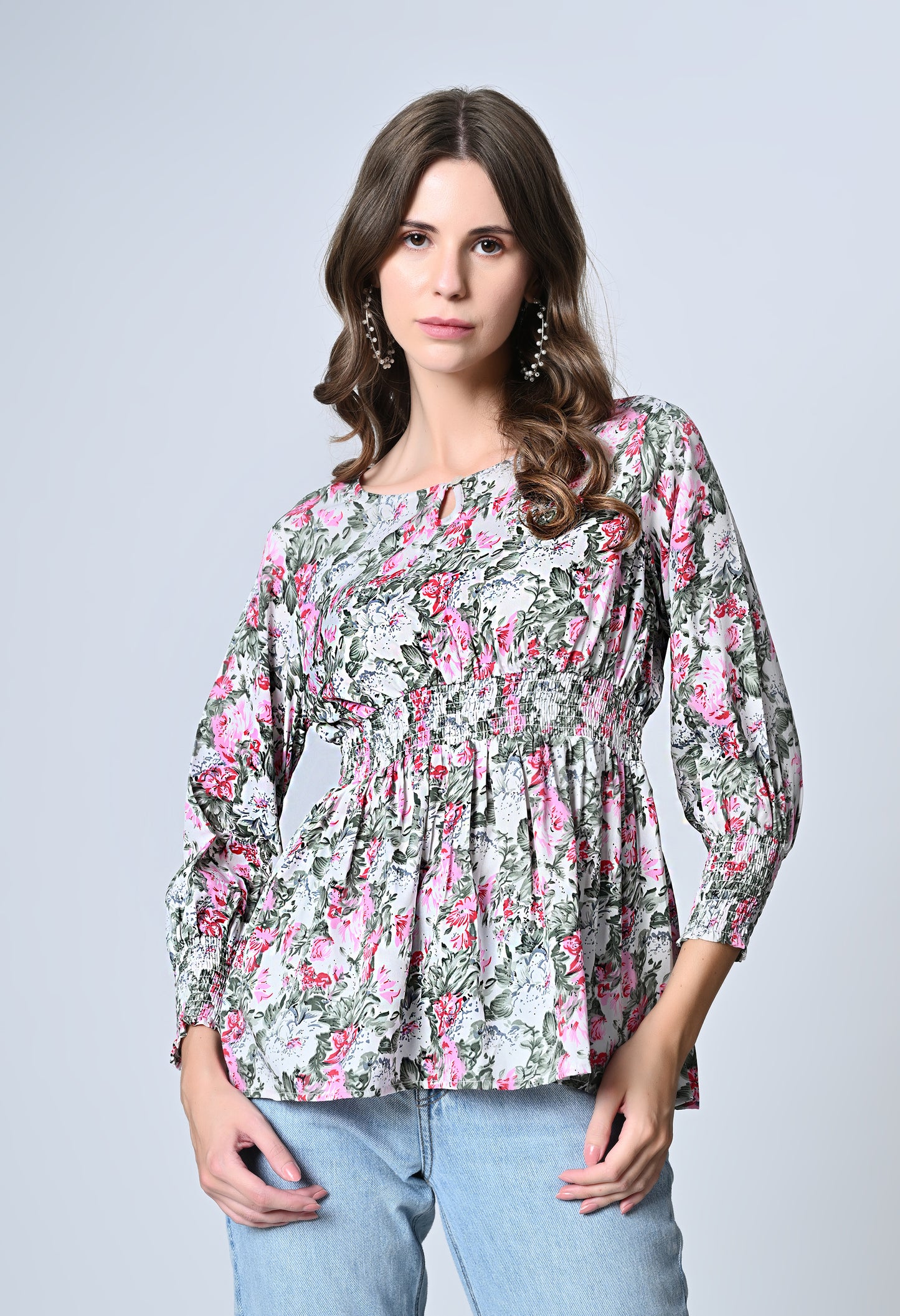 VAPPS Floral Print Crepe Top