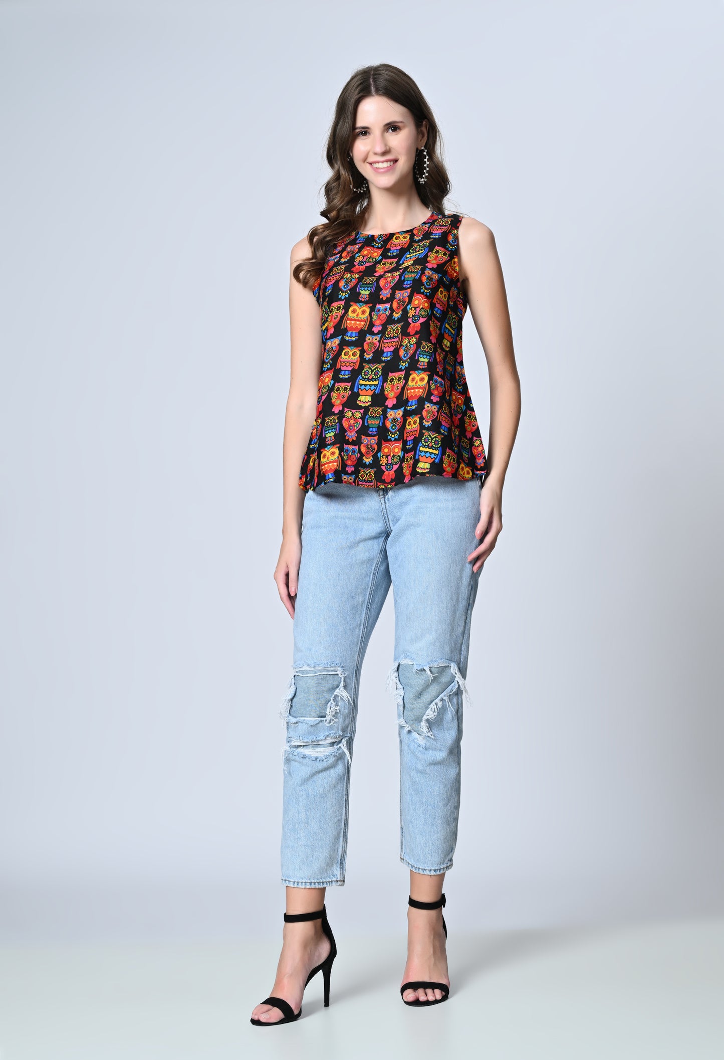 VAPPS Owl Print Crepe Top