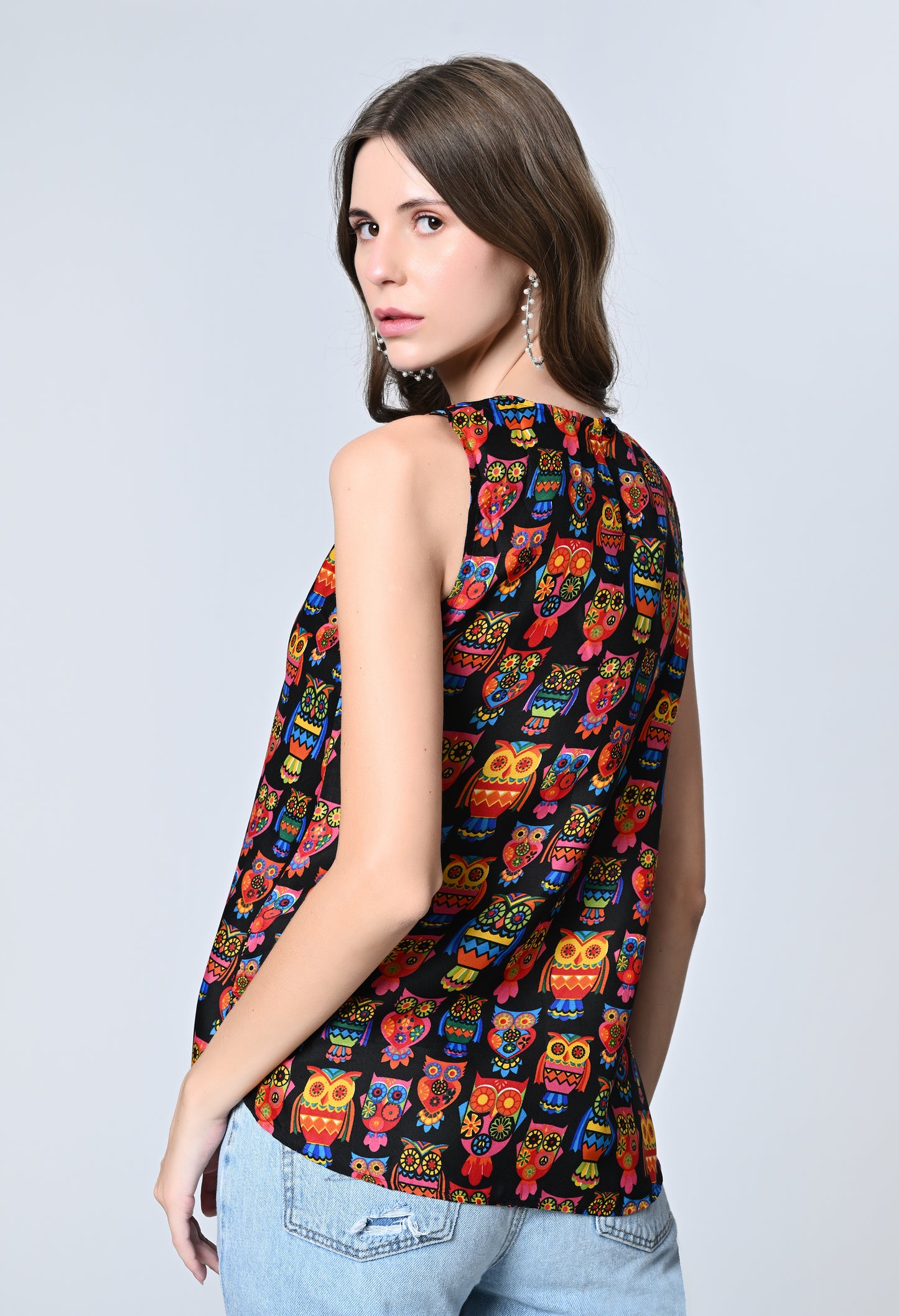 VAPPS Owl Print Crepe Top