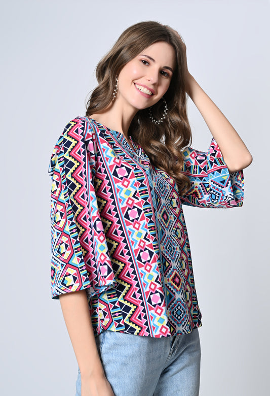 VAPPS Printed Crepe Top