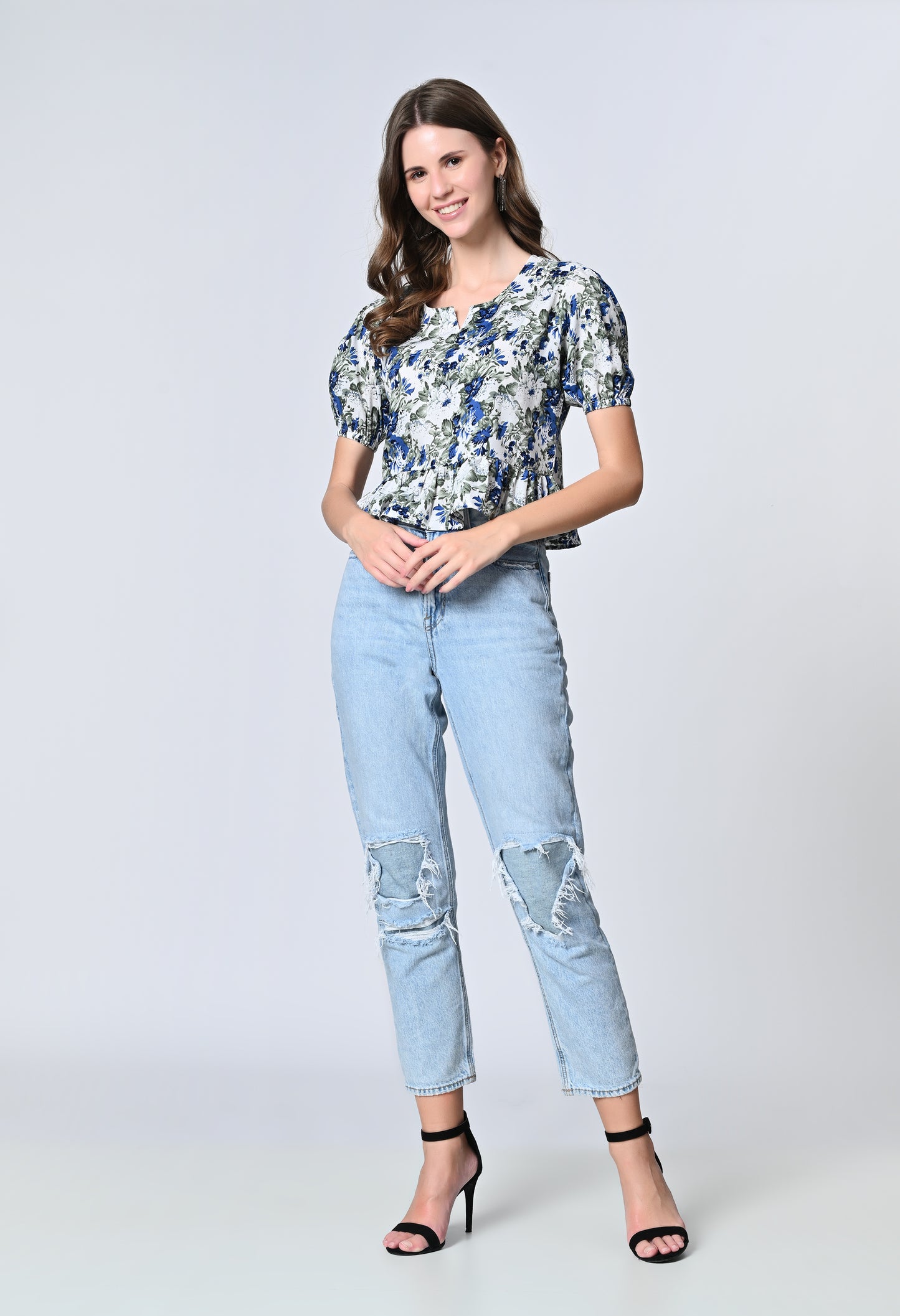 VAPPS Floral Print Crepe Top