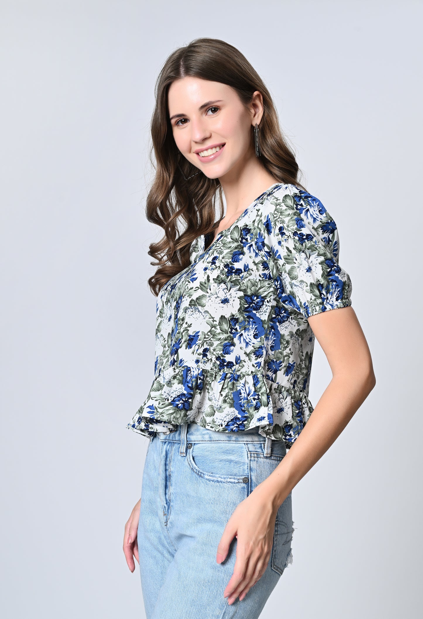 VAPPS Floral Print Crepe Top