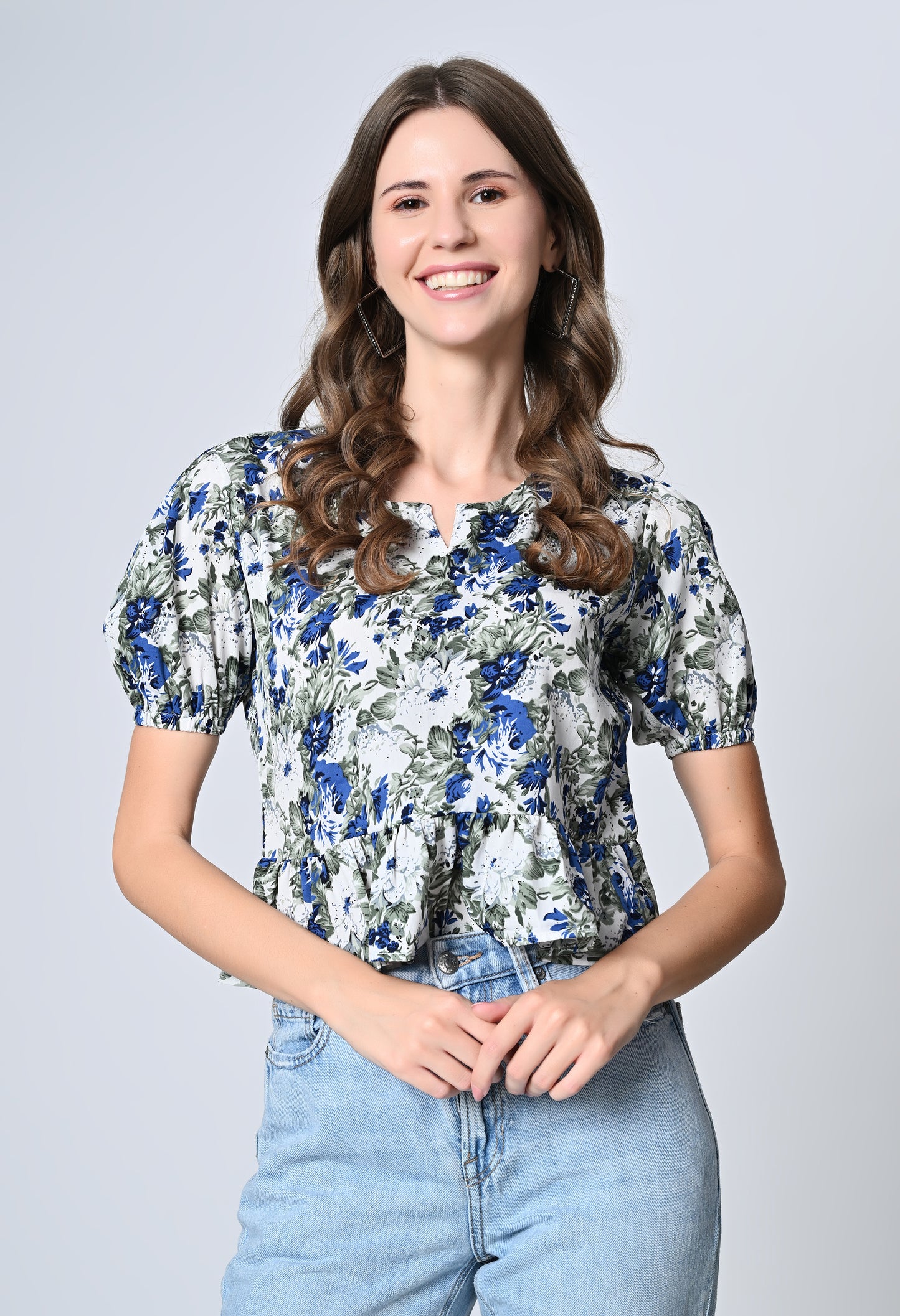 VAPPS Floral Print Crepe Top