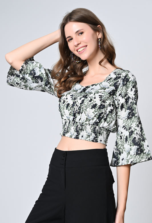 VAPPS Floral Print Crepe Top