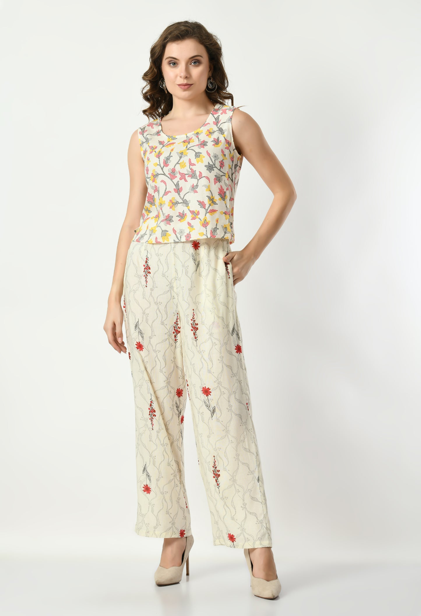 VAPPS Rayon Printed Three Piece Co-Ord Set