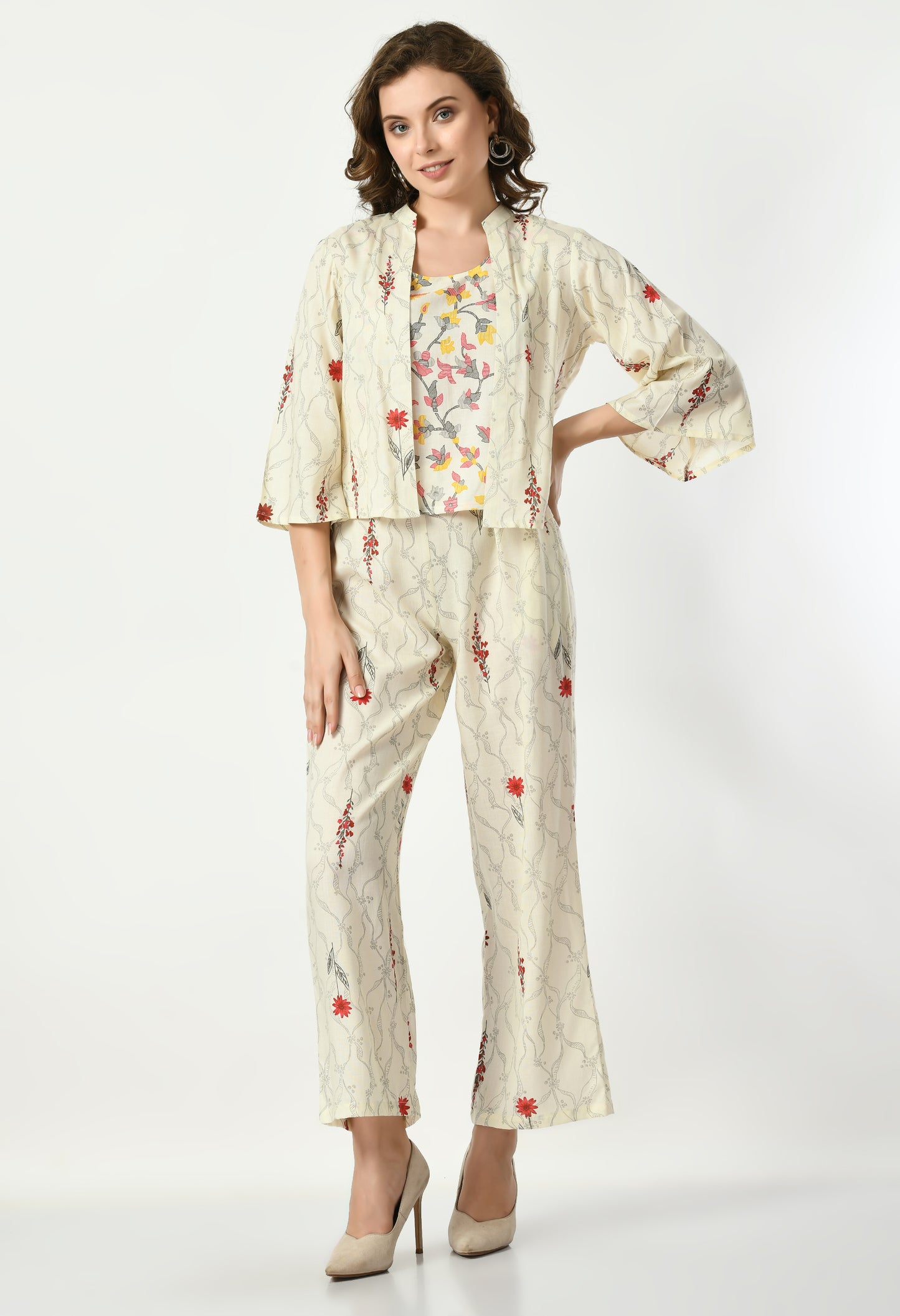 VAPPS Rayon Printed Three Piece Co-Ord Set